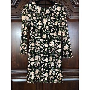 Cici Black Dress with Pink and White Flowers